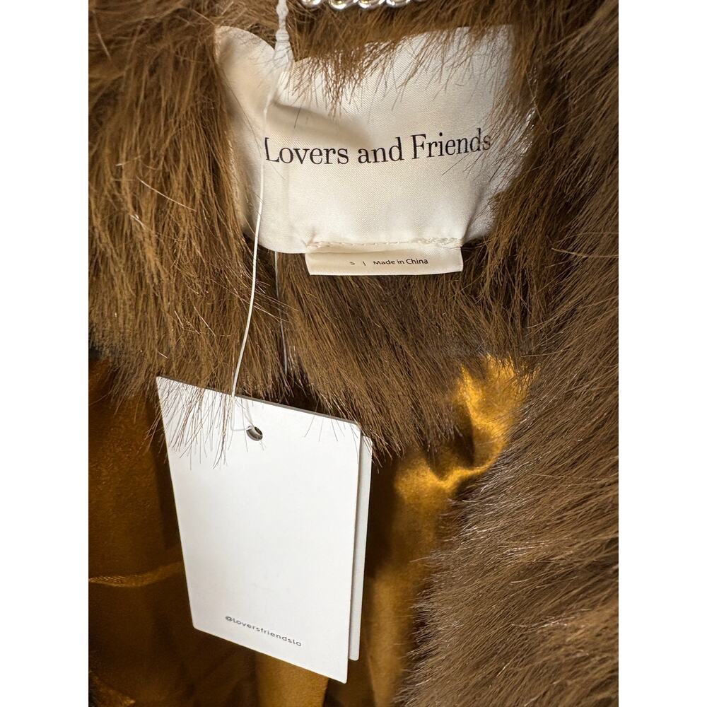Lovers + Friends Vincent Coat Faux Fur Open Front Mob Wife Quiet Luxury Winter S - Picture 5 of 10
